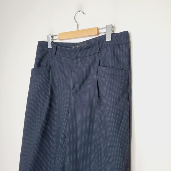 Banana Republic Pants Straight Drape High Rise Tapered Dotted Black Navy 8 - Picture 5 of 14